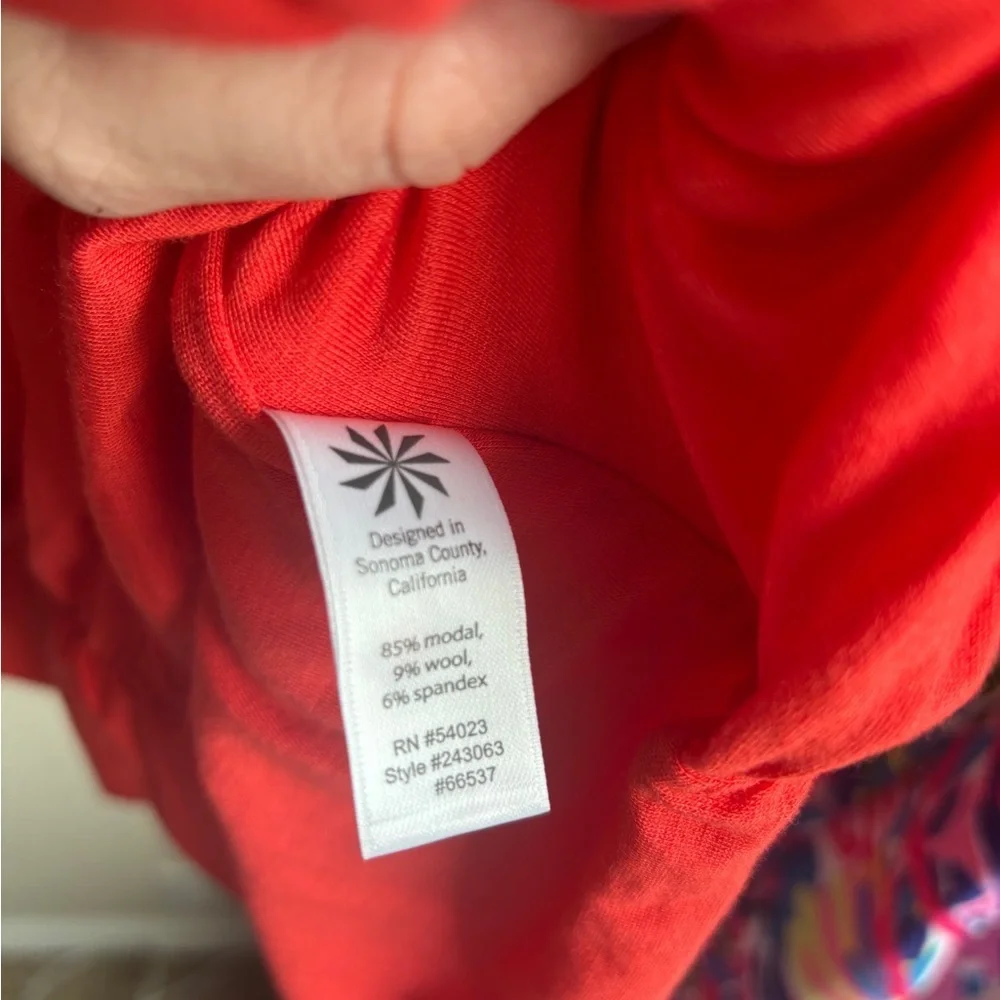 Athleta Poppy Red Coral Solstice Cowl Neck Long Sleeve Ruched Casual Dress M